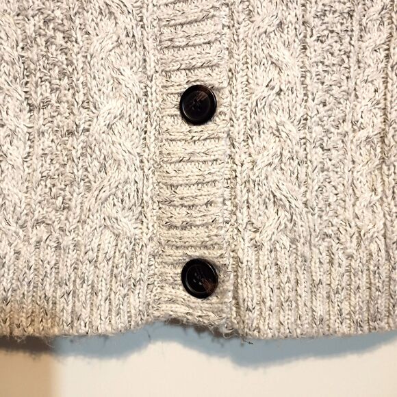 American Eagle Chunky Cropped Cardigan Oatmeal Gray Open Knit Womens M Academia - Picture 4 of 12